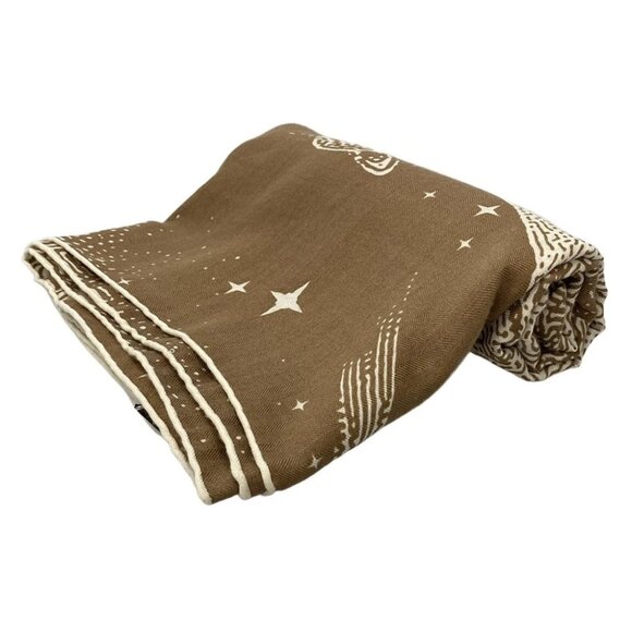 HERMES Carrejean/Shawl Carre 140 Brown Cream Cashmere Silk Scarf - Picture 1 of 6